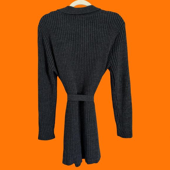 90\'s 00\'s vintage dark gray y2k cardigan duster sweater SMALL